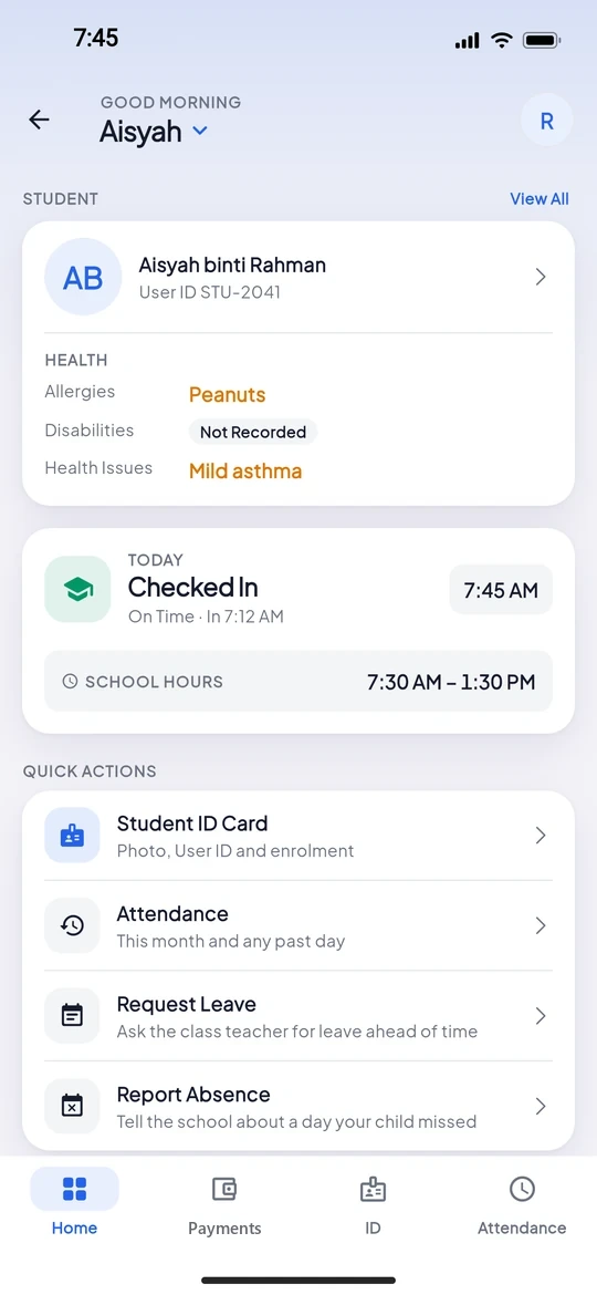 smartid MOBILE parent view